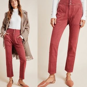 Anthropologie Flynn Red Tapered Knit Trouser Pants